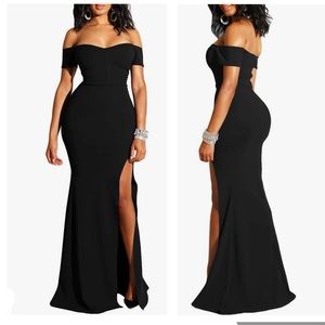 Women's Off Shoulder High Split Long Formal Party Dress Evening Gown